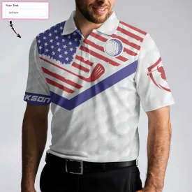 Golf American Flag New Custom Polo Shirt, White Golf Pattern Personalized Polo Shirt, Patriotic Golf Shirt For Men Coolspod