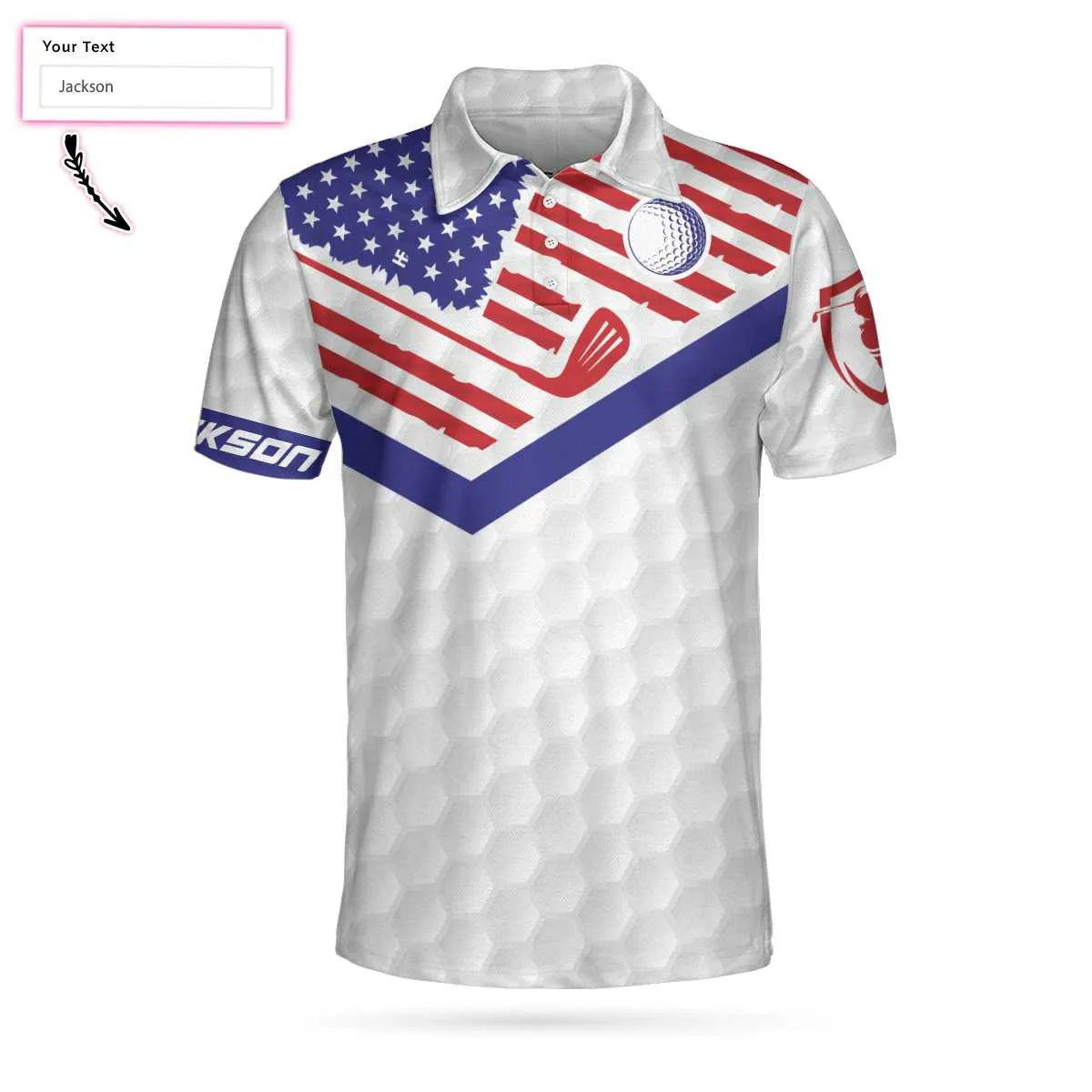 Golf American Flag New Custom Polo Shirt, White Golf Pattern Personalized Polo Shirt, Patriotic Golf Shirt For Men Coolspod