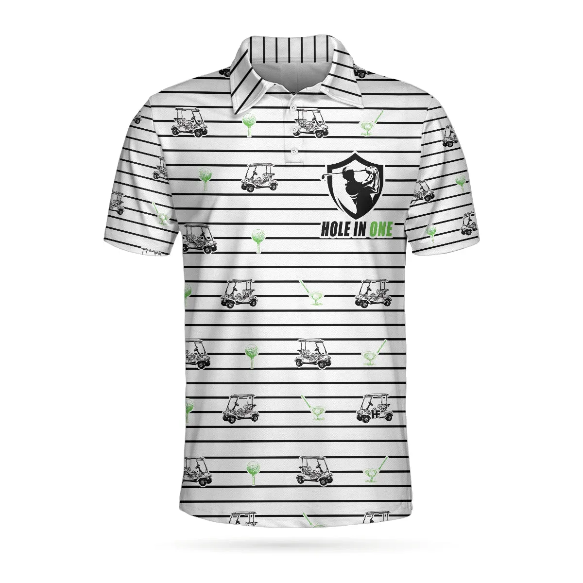 Golf Equipment Stripe Line Polo Shirt, Black And White Golfing Polo Shirt, Best Golf Shirt For Men Coolspod