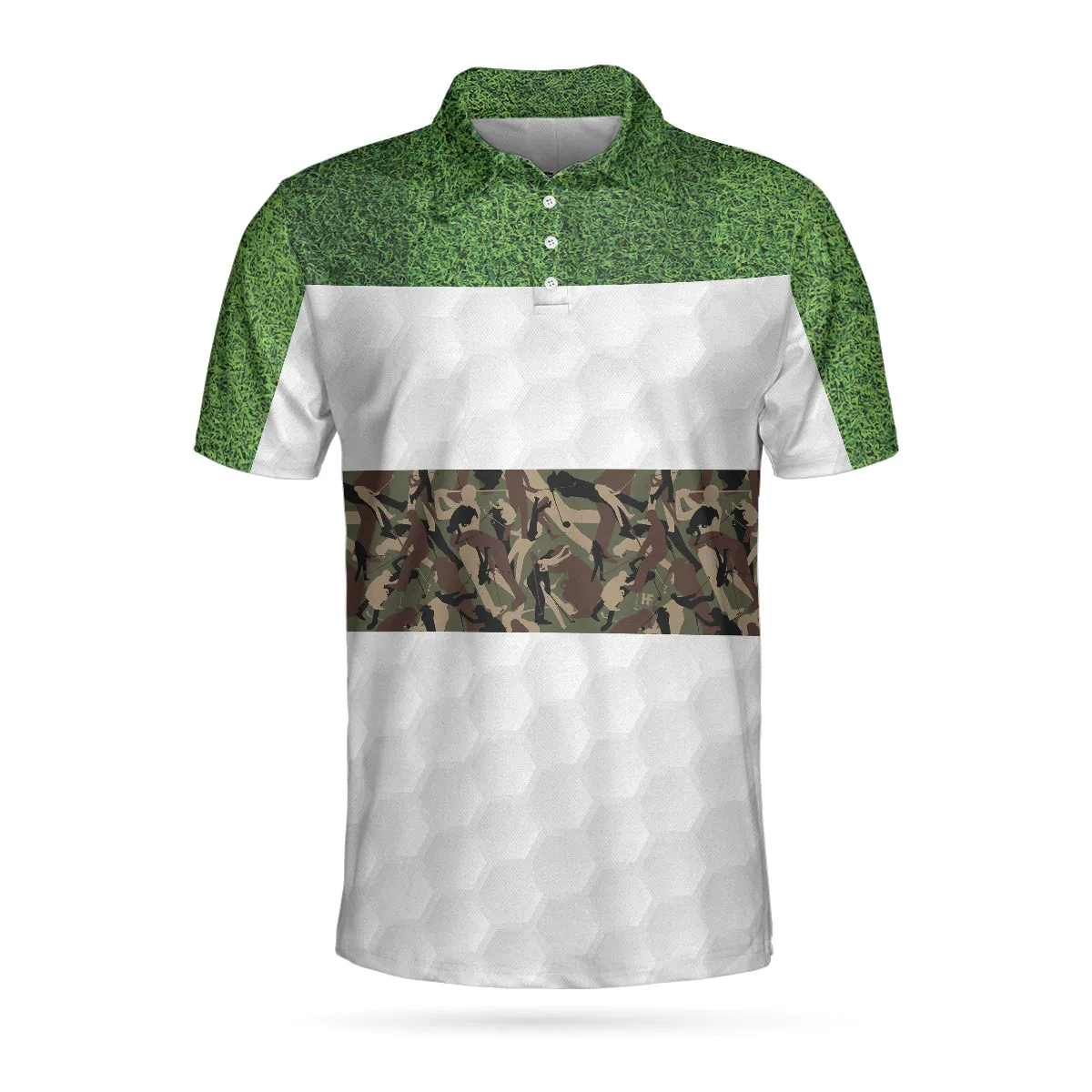 Golf In Green And Camouflage Pattern Golf Polo Shirt, Cool Golf Shirt For Men, Best Gift For Golfers Coolspod