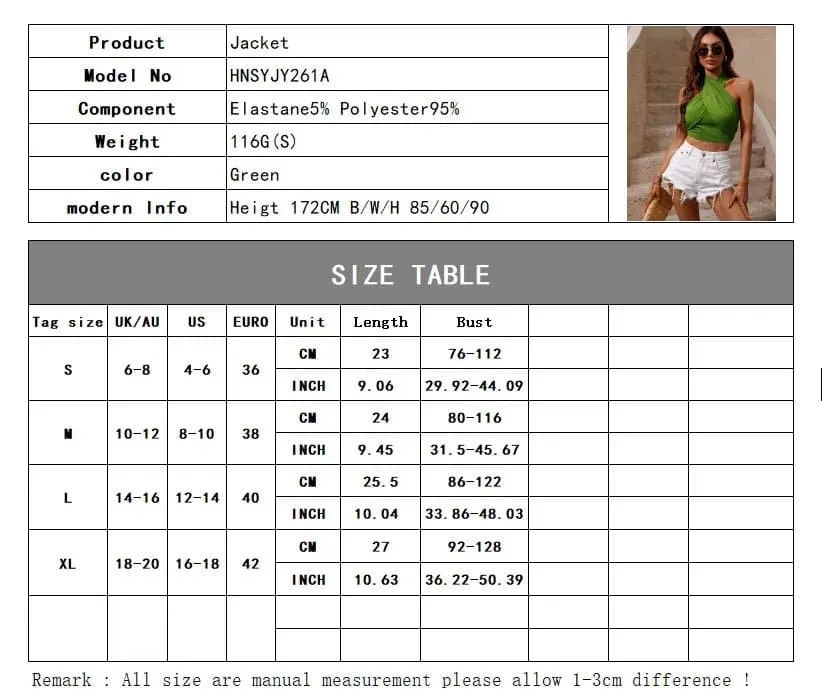 Green Halter Crop Top - Hotsweet Style, Backless, Polyester Material | BubbleKiss