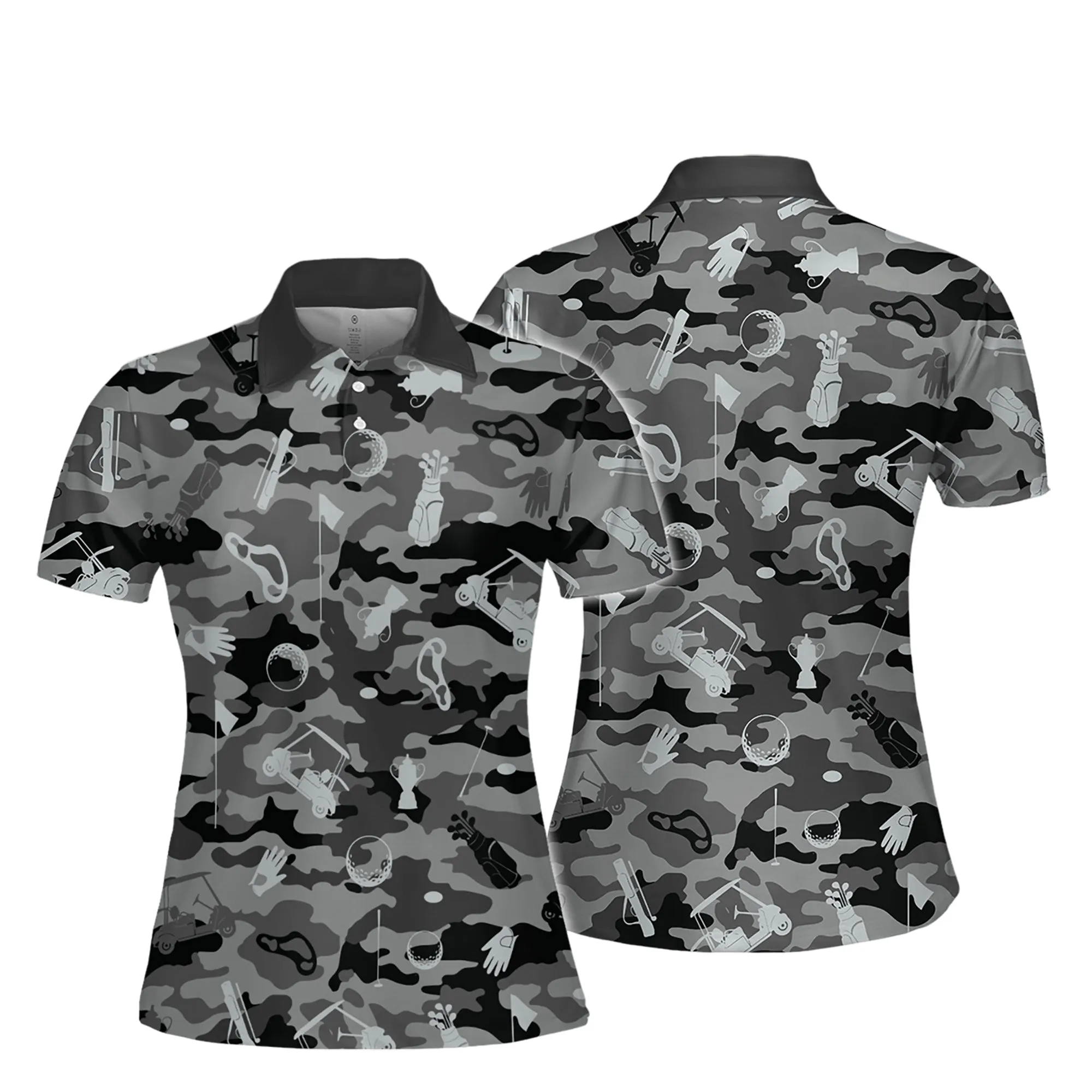 Grey Camouflage Golf Set Women Short Sleeve Polo Shirt Sleeveless Polo Shirt