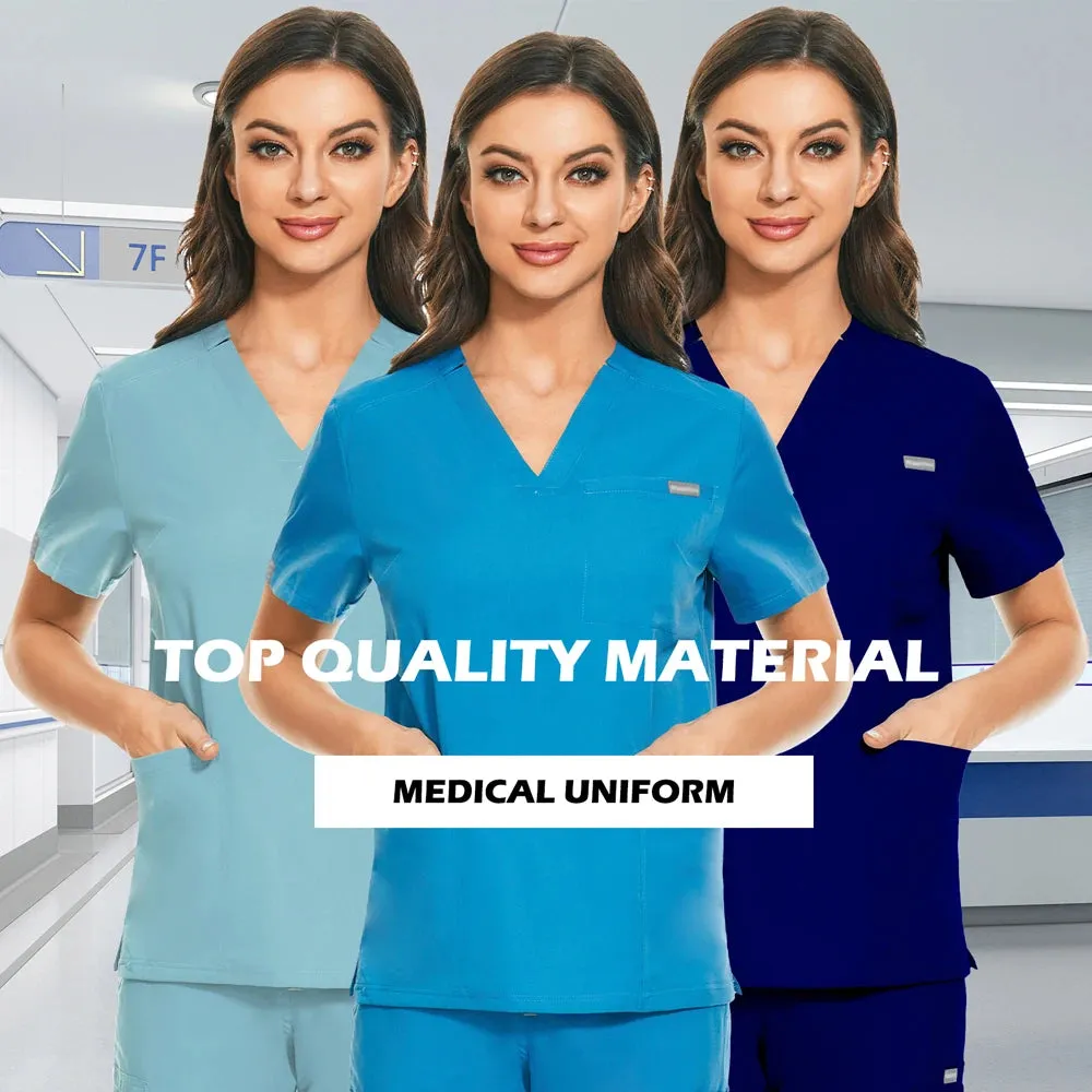 HC - Elastic Scrub Set: Comfortable medical uniform with top and pants for nurses and doctors