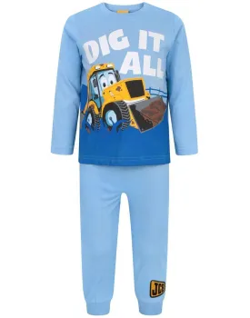 JCB Digger Boys Blue Long Sleeve Long Leg Pyjama Set