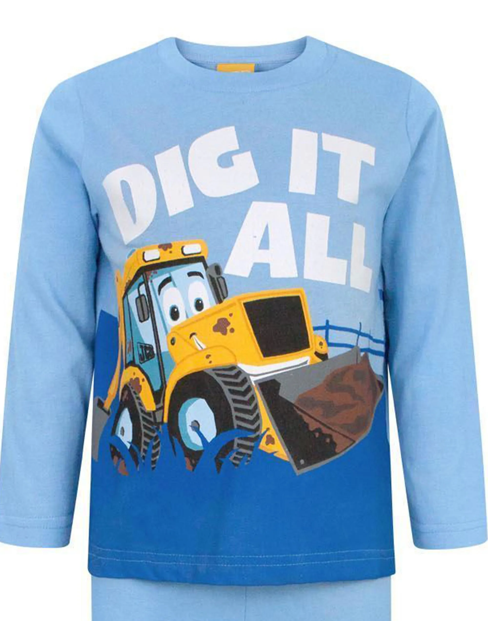 JCB Digger Boys Blue Long Sleeve Long Leg Pyjama Set