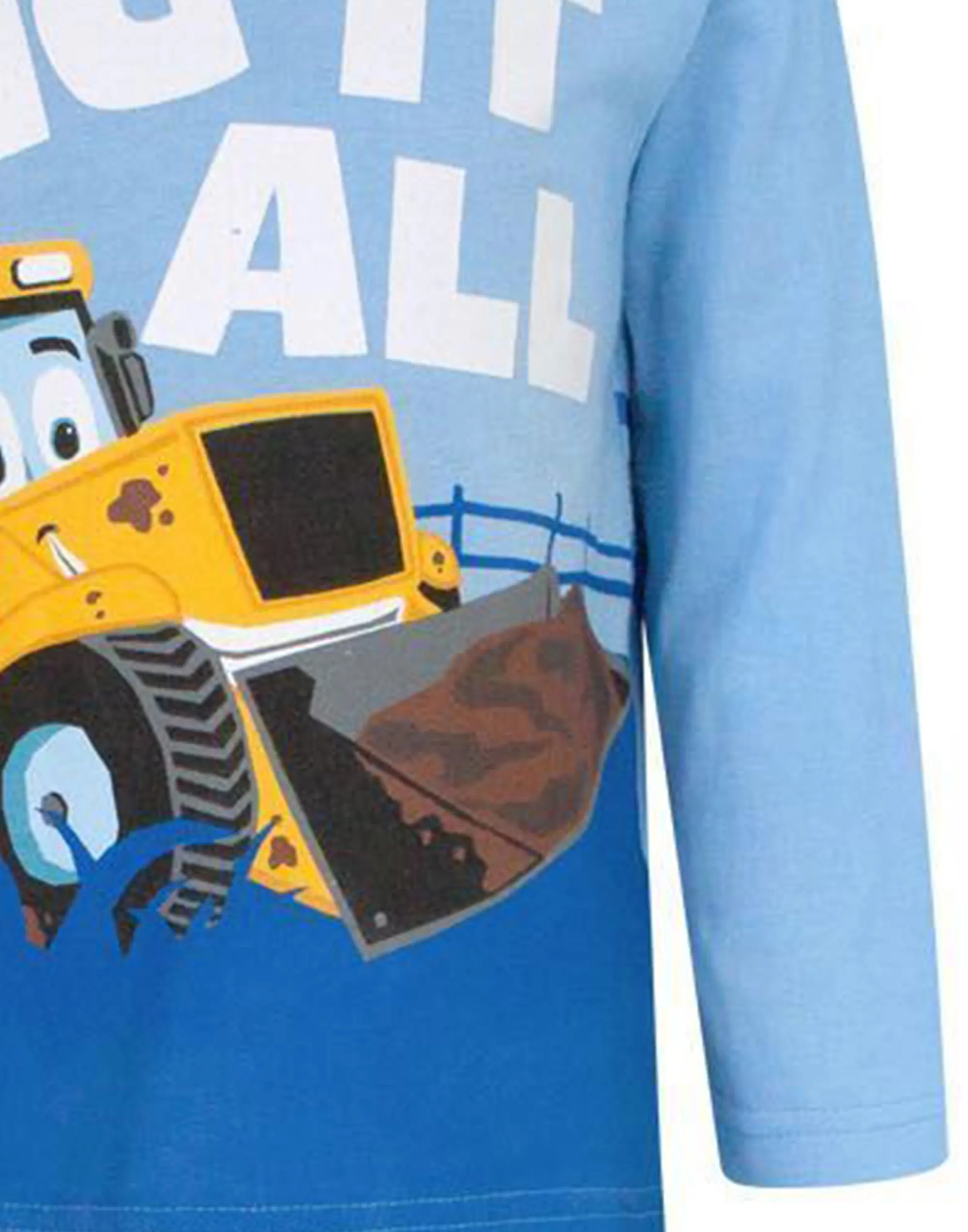 JCB Digger Boys Blue Long Sleeve Long Leg Pyjama Set