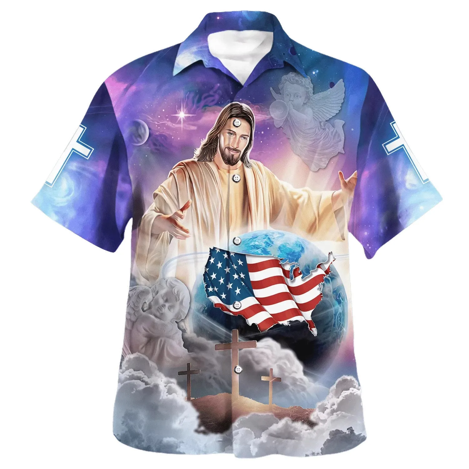 Jesus Holding Earth Hawaiian Shirts For Men And Women - Christian Hawaiian Shirt - Hawaiian Summer Shirts