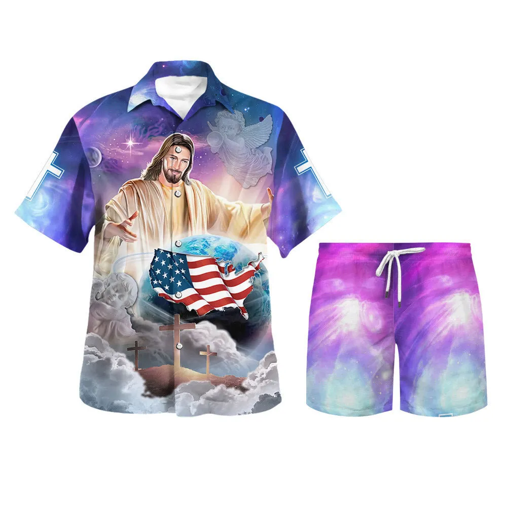 Jesus Holding Earth Hawaiian Shirts For Men And Women - Christian Hawaiian Shirt - Hawaiian Summer Shirts