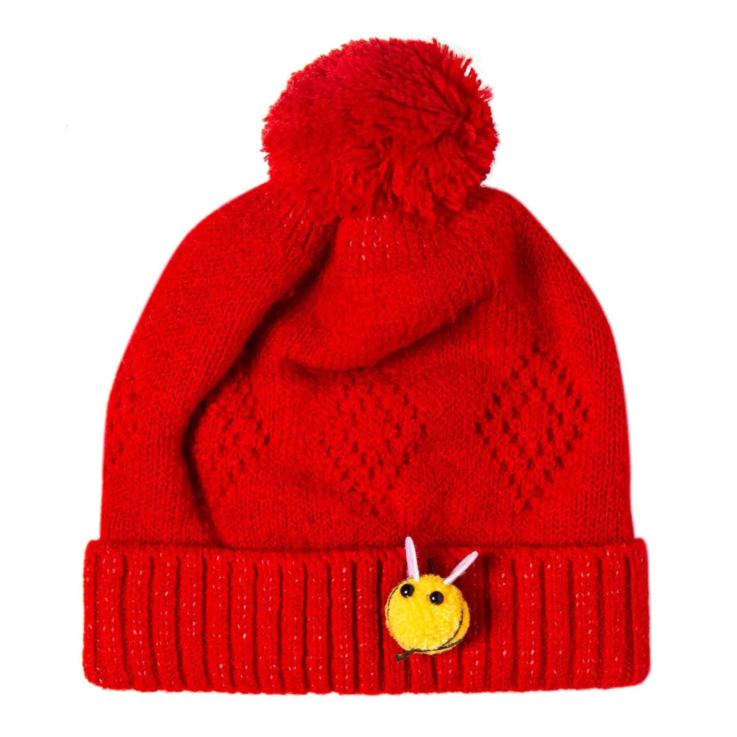 Knit Woollen Cap Honey Bee Red