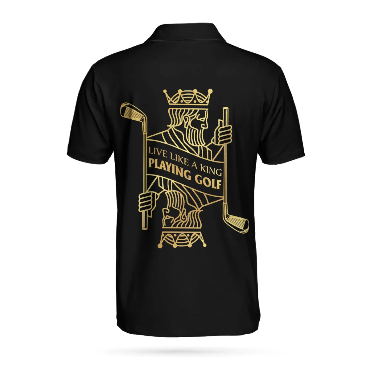 Live Like A King Playing Golf Black And Gold Polo Shirt, Luxury Playing Card Poker Polo Shirt, Best Golf Shirt For Men Coolspod