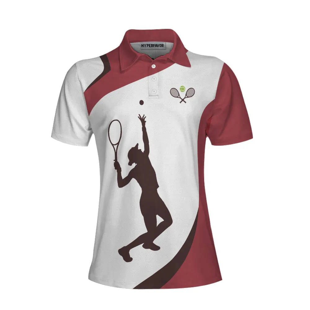 Living That Tennis Mom Life Short Sleeve Women Polo Shirt, White And Red Tennis Shirt For Ladies Coolspod