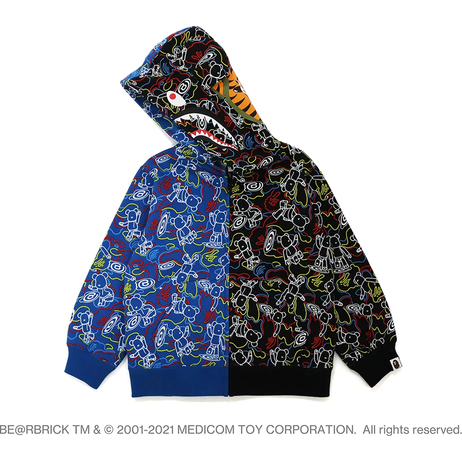 MEDICOM TOY CAMO BE@R SHARK HALF ZIP HOODIE KIDS