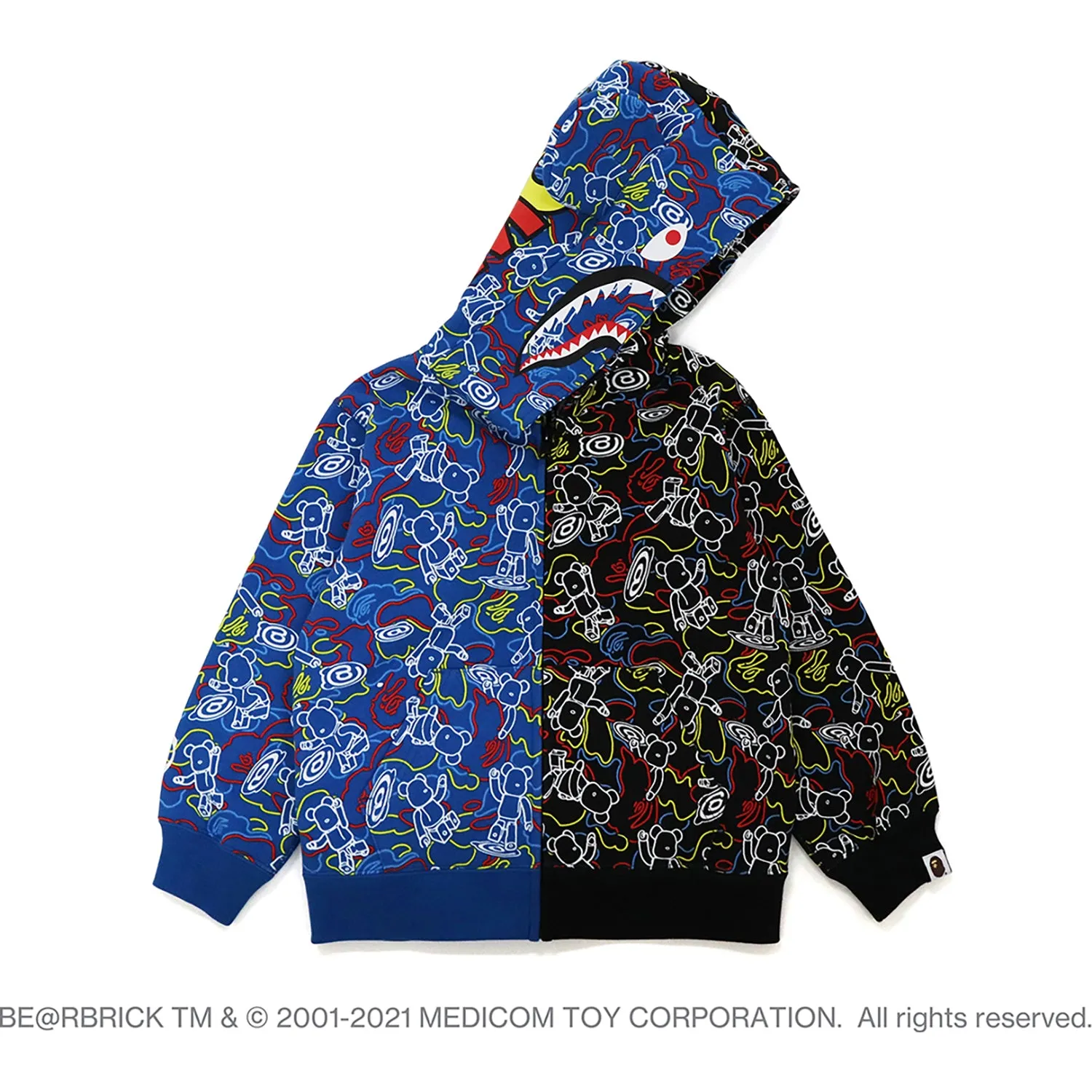 MEDICOM TOY CAMO BE@R SHARK HALF ZIP HOODIE KIDS