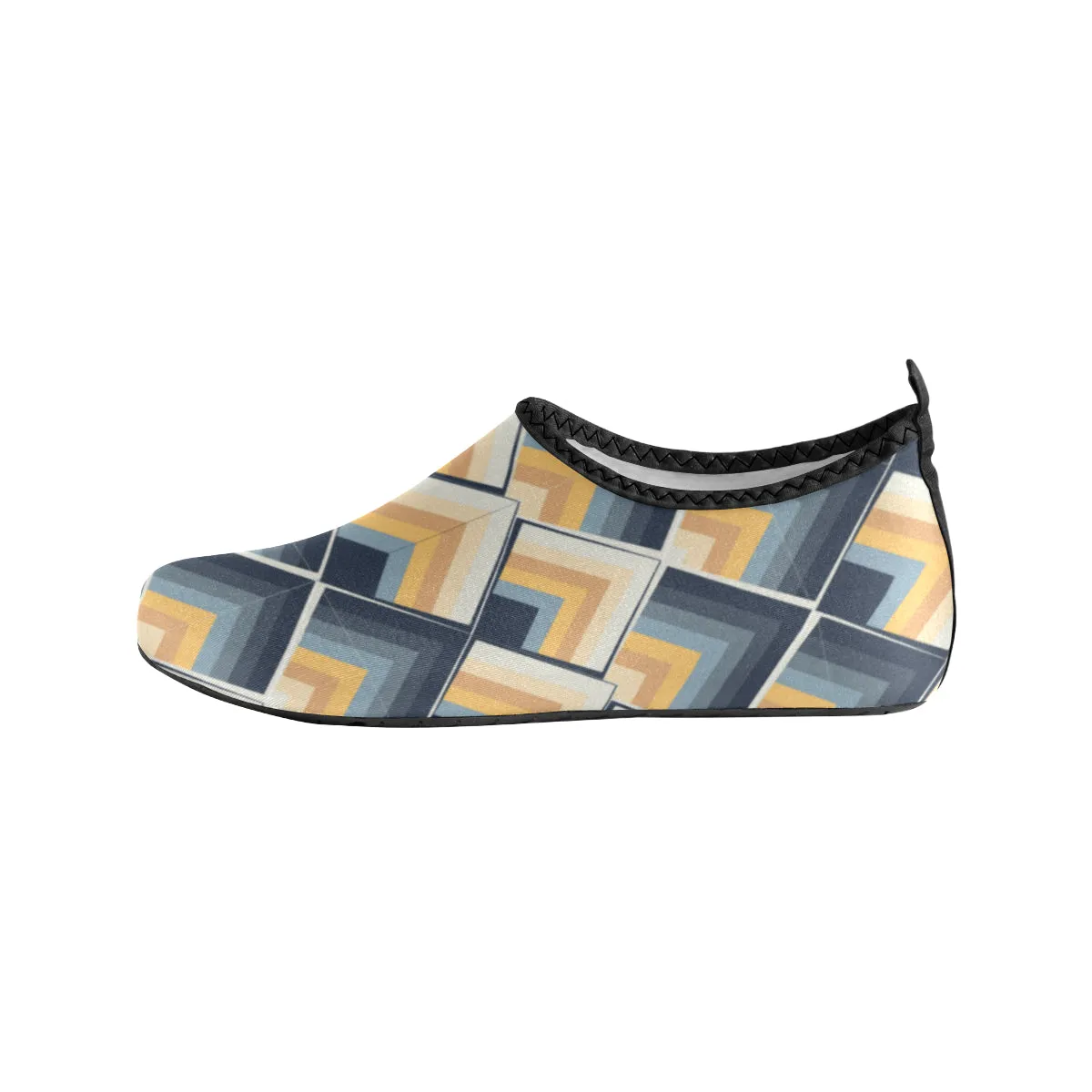 Men's Blue-Yellow Scales Geometrical Print Barefoot Canvas Shoes