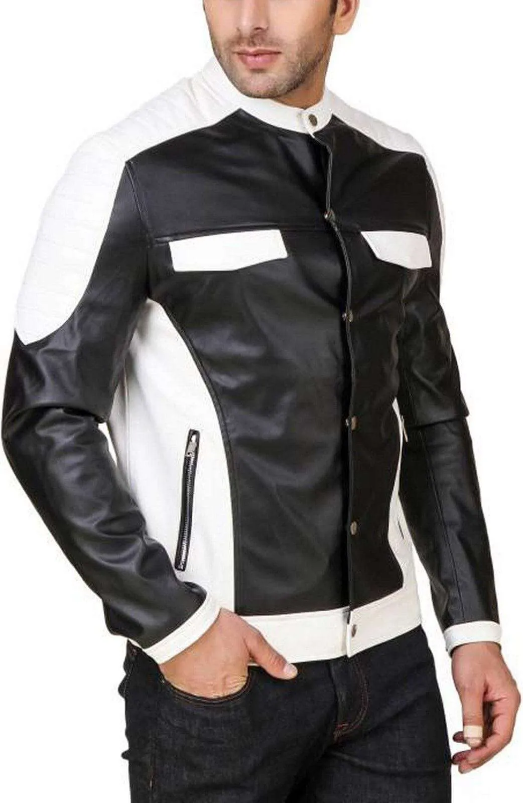 Men's Genuine Lambskin Leather Jacket Biker Motorcycle jacket