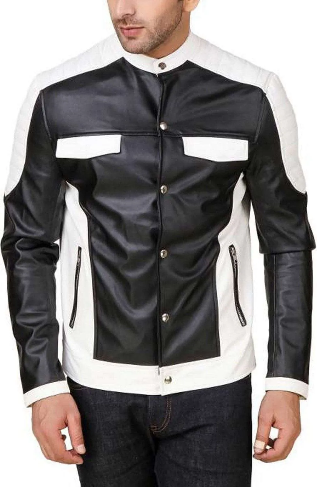 Men's Genuine Lambskin Leather Jacket Biker Motorcycle jacket