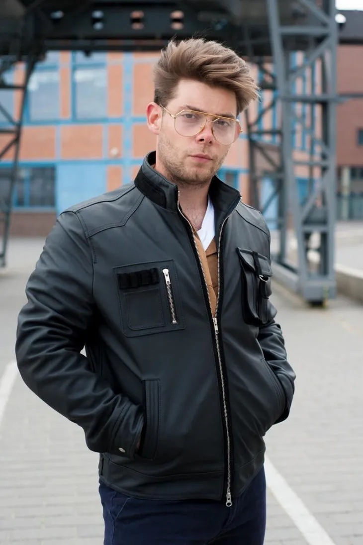 Men's Guardian Jacket with a stand-up collar and patch pockets