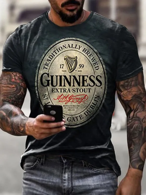 Mens Guinness Whiskey Printed T-Shirt