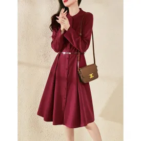 Midi French Style Retro Tie-Up Slimming Dress