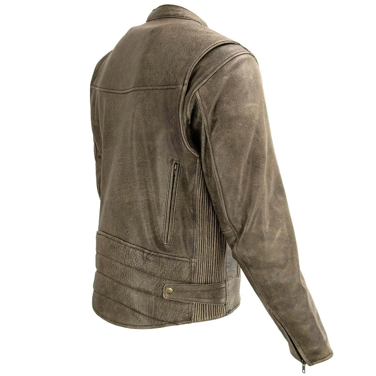 Milwaukee Leather MLM1503 Men's Distressed Brown Racer Motorcycle Vented Leather Rider Jacket