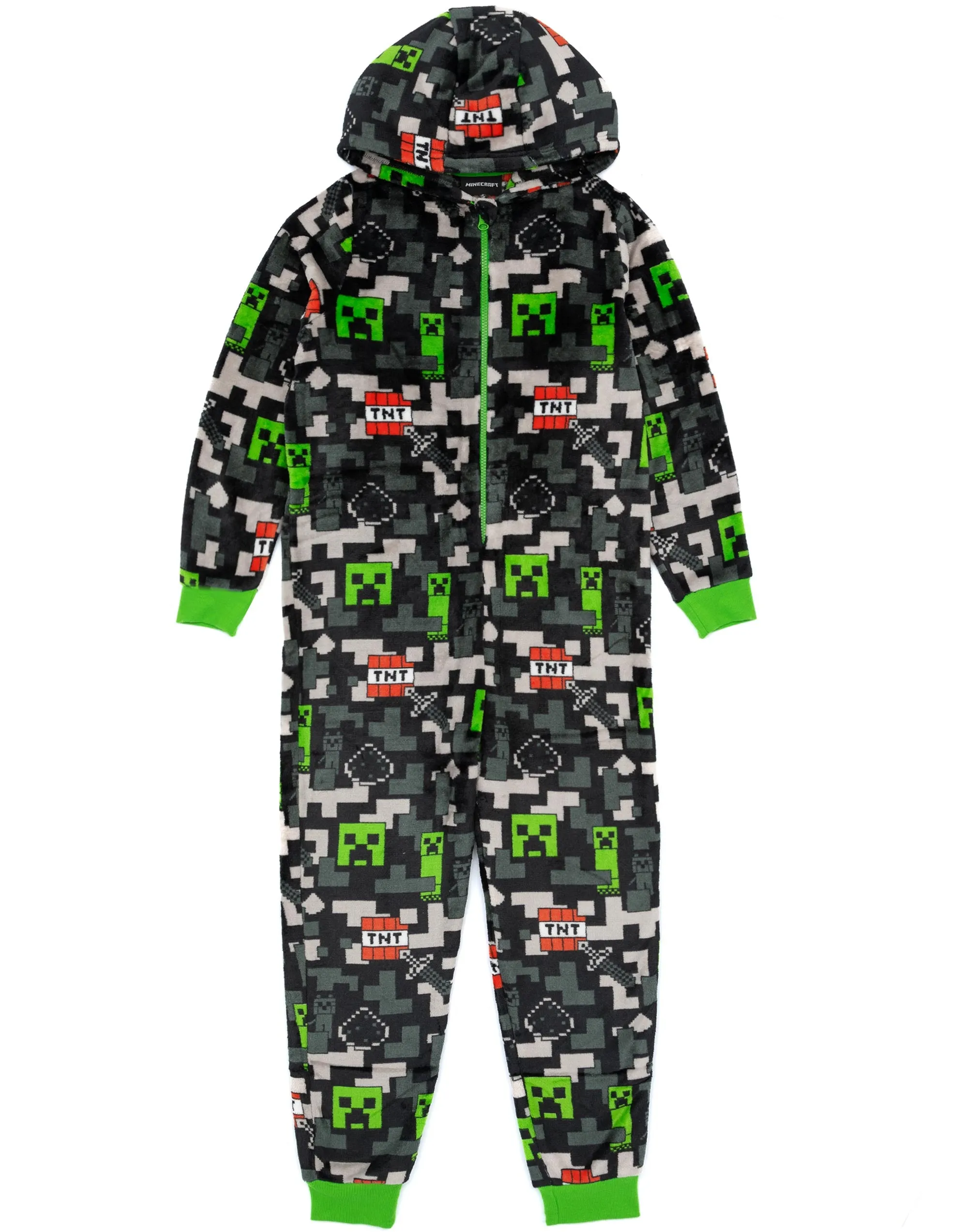 Minecraft Creeper & Tnt Boys Green Onesie