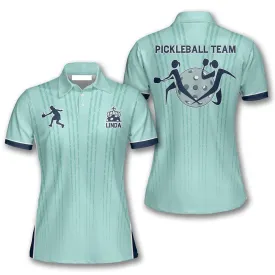 Mint Green Stripes Pickleball Polo Shirts For Women