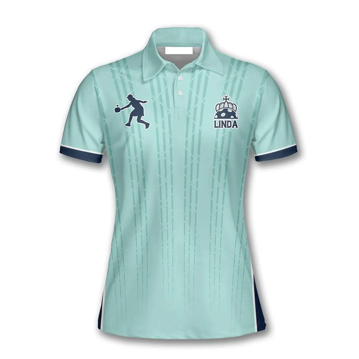 Mint Green Stripes Pickleball Polo Shirts For Women