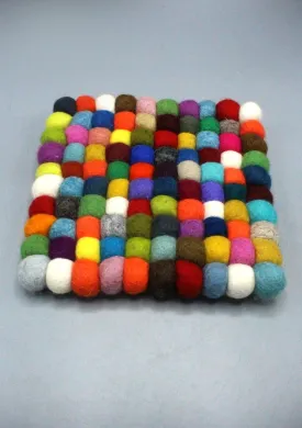 Multi Color Felt Ball Square Trivet