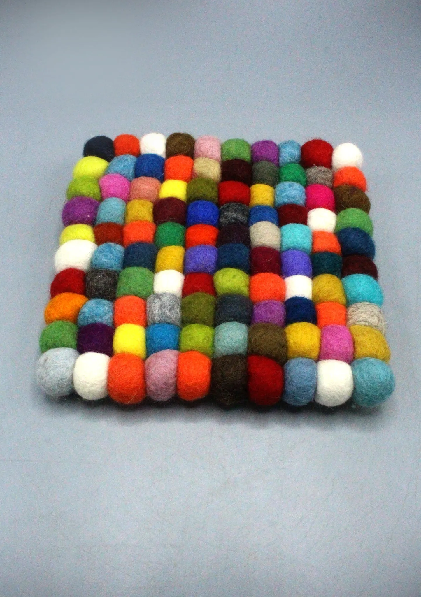 Multi Color Felt Ball Square Trivet