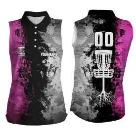 name and number Disc Golf basket Women sleeveless polo shirt, sleeveless golf tops