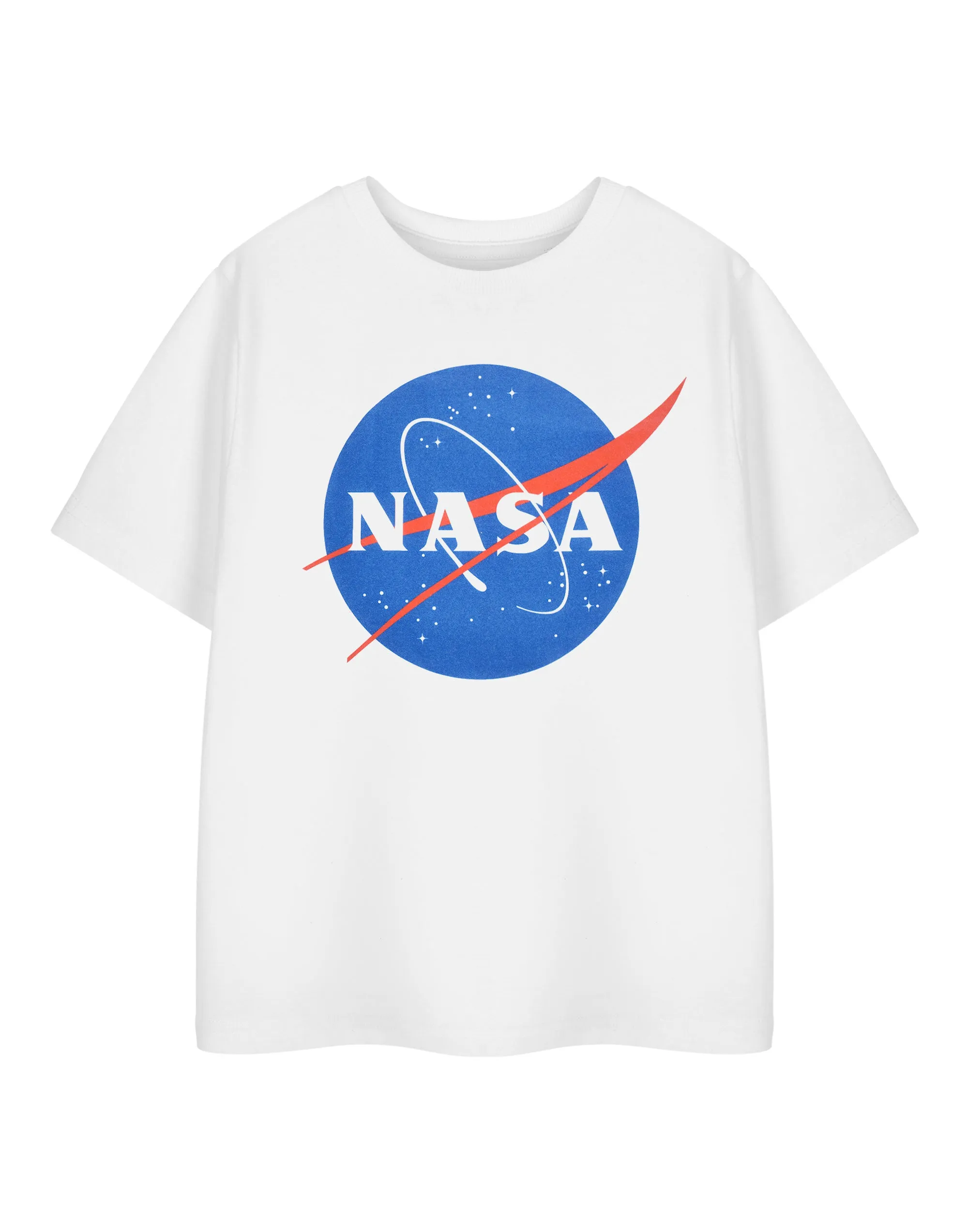 NASA Classic Logo Unisex Kids White Short Sleeved T-Shirt