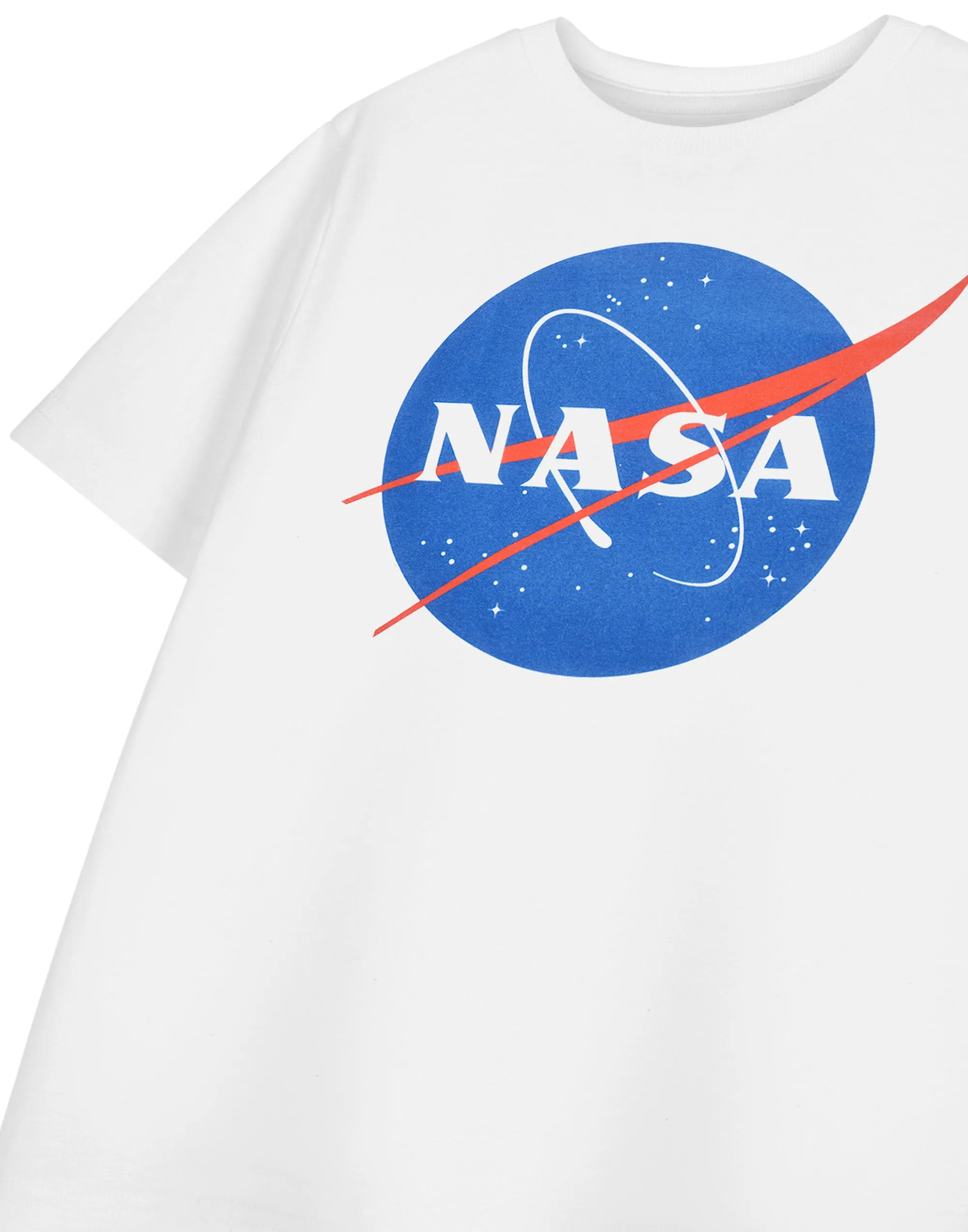 NASA Classic Logo Unisex Kids White Short Sleeved T-Shirt