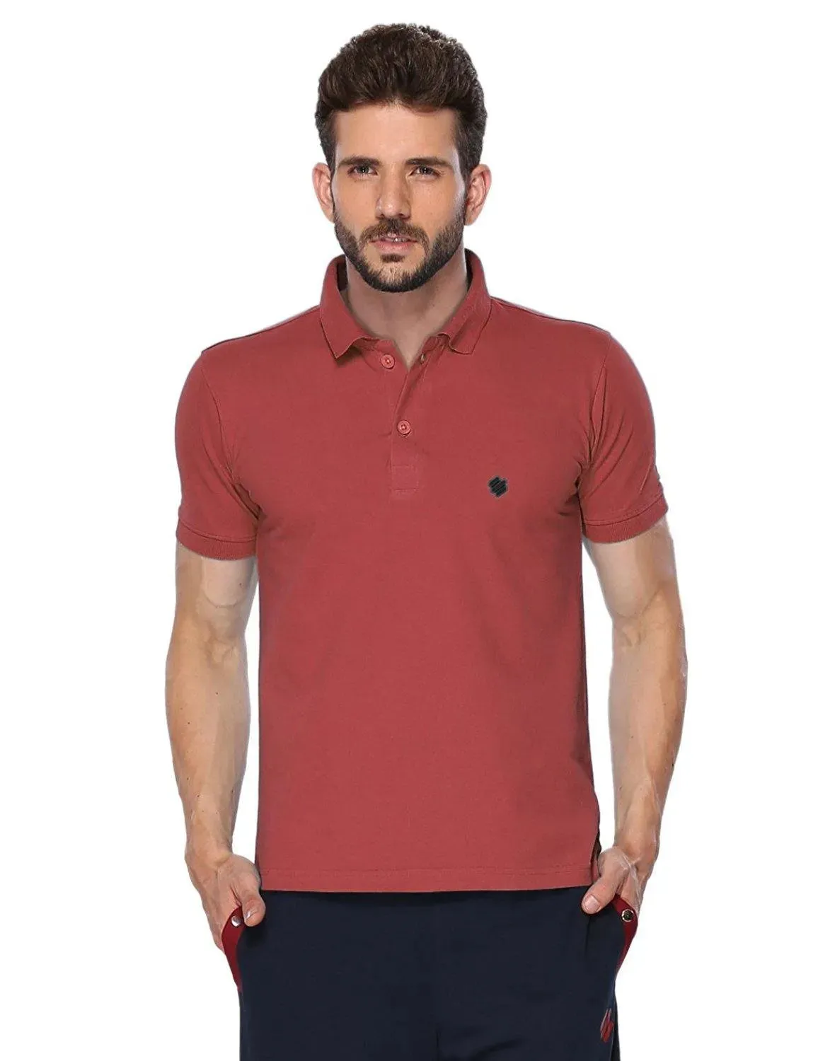 ONN Men's Cotton Polo T-Shirt in Solid Wine colour