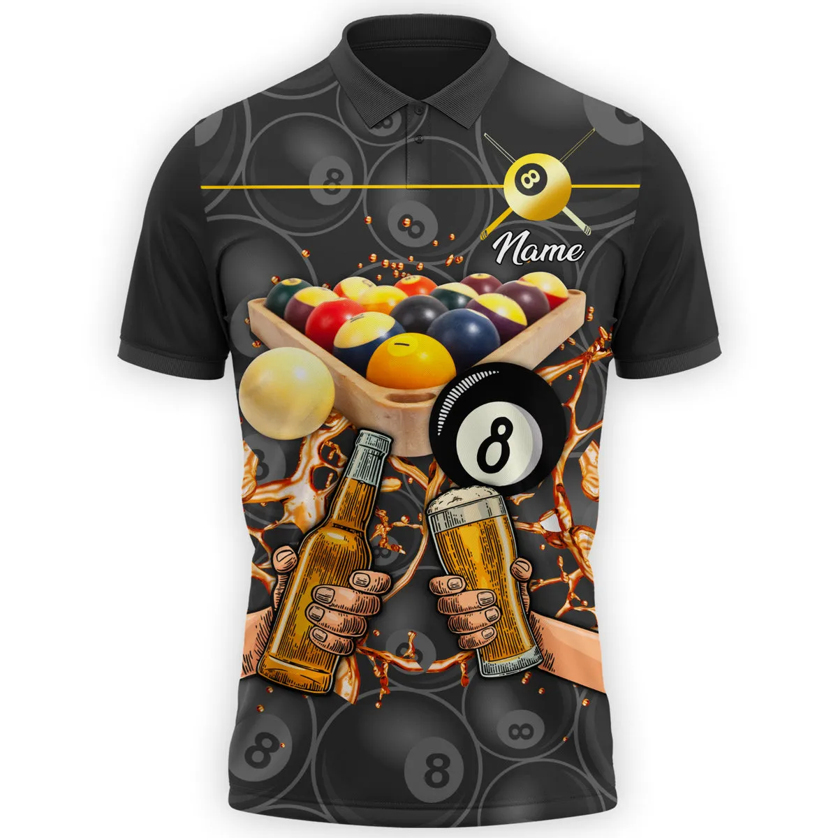 Personalized Billiard Shirt Pool And Beer 3D All Over Print Polo Shirt Gift For Billiard Player Team Uniform