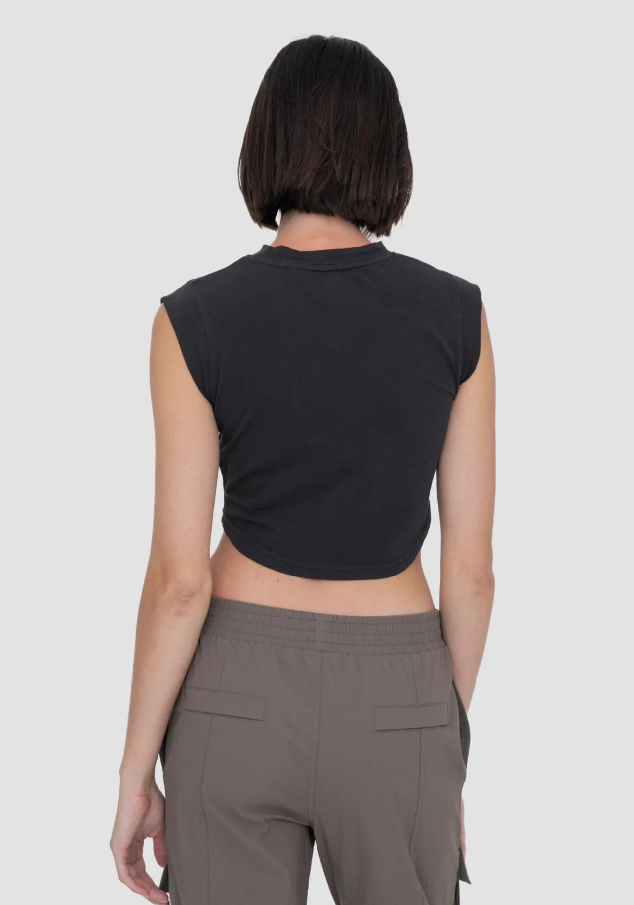 Pima Cotton Cropped Pocket Tee (black)