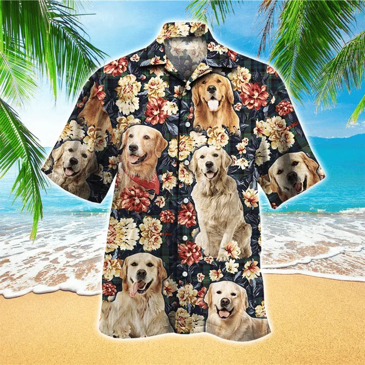 Retriever Dog Hawaiian Shirt, Dog Personalized Hawaiian Shirt Men