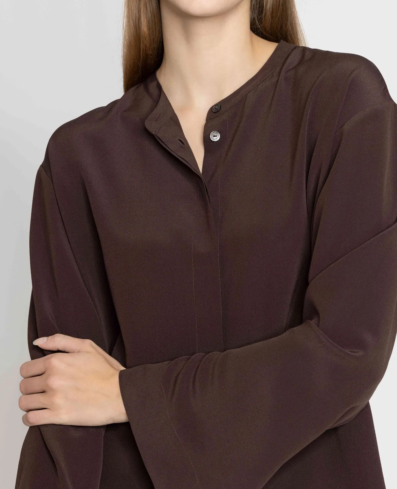 Silk Band Collar Shirt