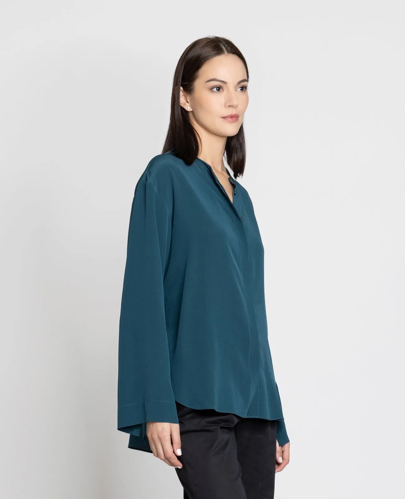 Silk Band Collar Shirt