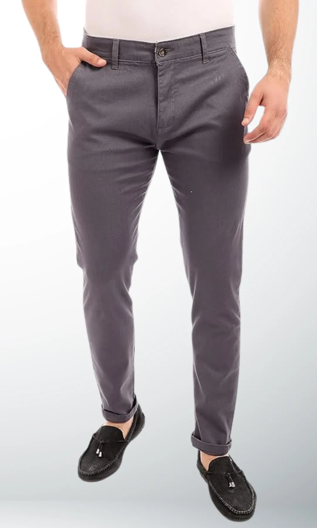 Slim-Fit Trousers Gabardine (Dark Grey)