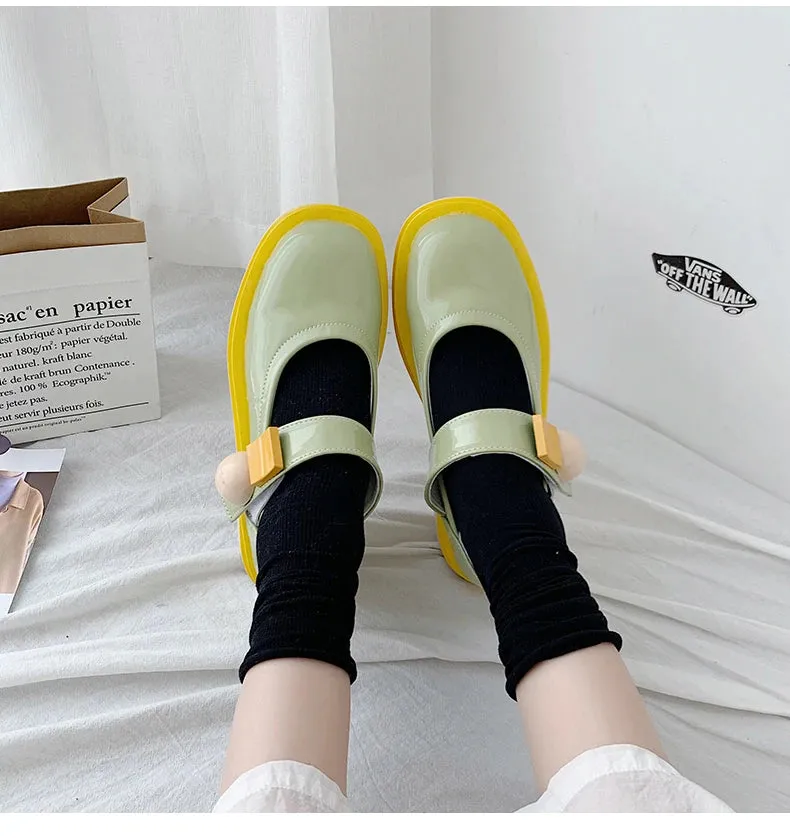 Sohiwoo Sweet lolita shoes vintage round head thic bottom women shoes cute bowknot kawaii shoes loli cosplay kawaii girl daily student