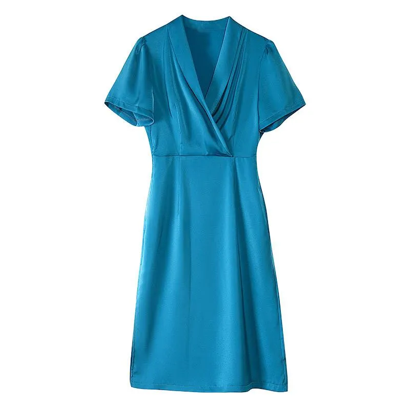 Solid V-Neck Slim-Fit Dress