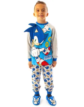 Sonic the Hedgehog 3D Applique Unisex Kids Blue Long Sleeve Long Leg Pyjama Set