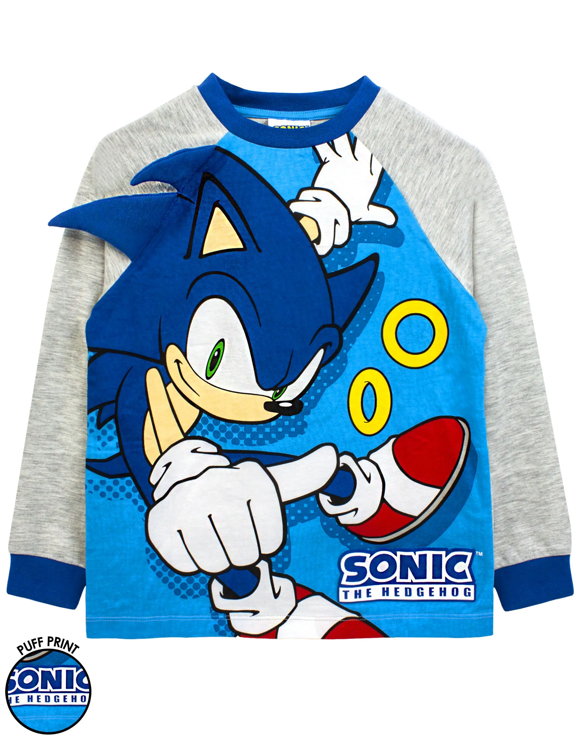 Sonic the Hedgehog 3D Applique Unisex Kids Blue Long Sleeve Long Leg Pyjama Set