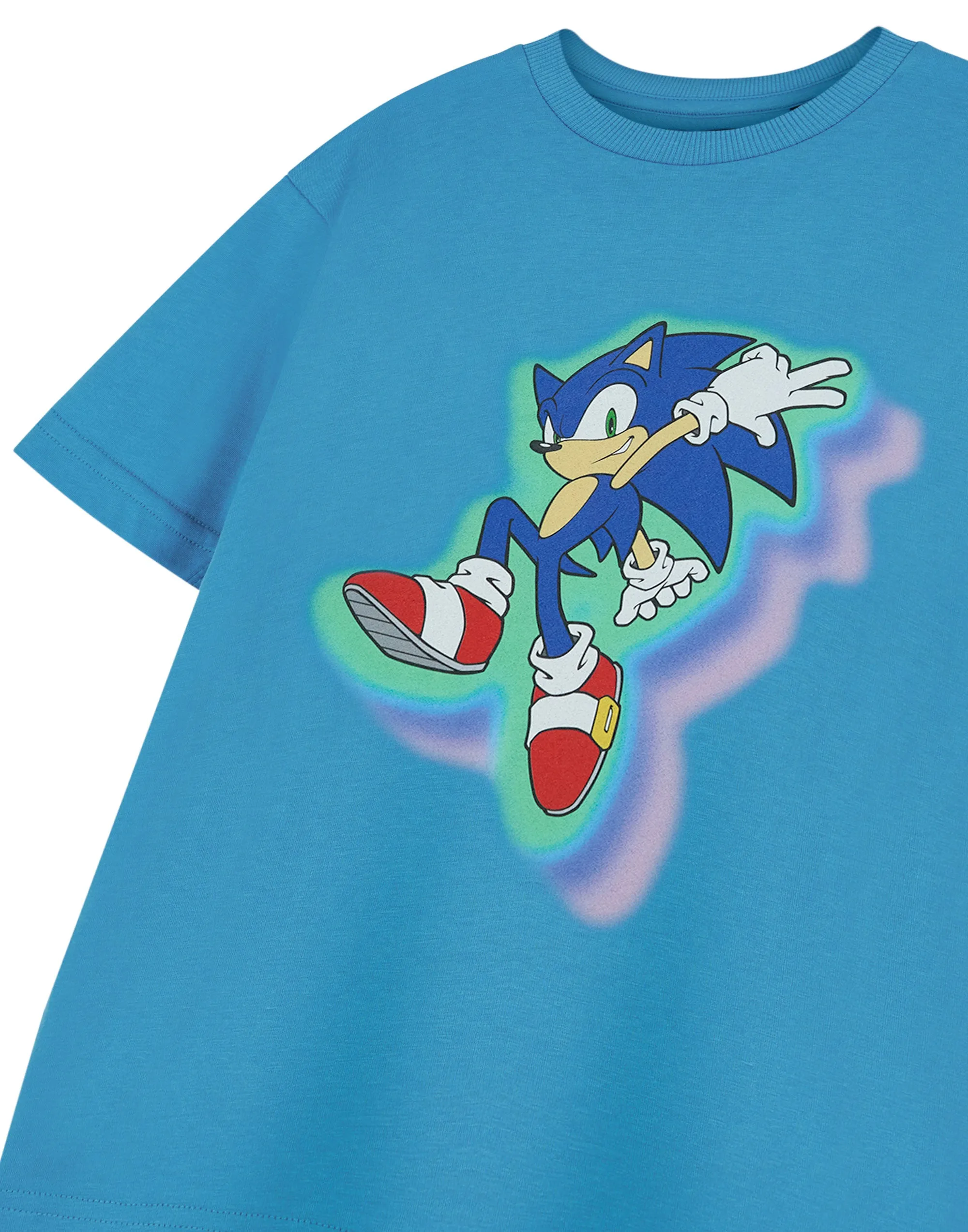 Sonic the Hedgehog Glow Trio Boys Blue Short Sleeved T-Shirt