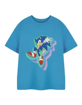 Sonic the Hedgehog Glow Trio Boys Blue Short Sleeved T-Shirt