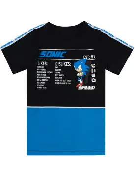 Sonic the Hedgehog Sonic Stats Graphic Boys Black Short Sleeved T-Shirt