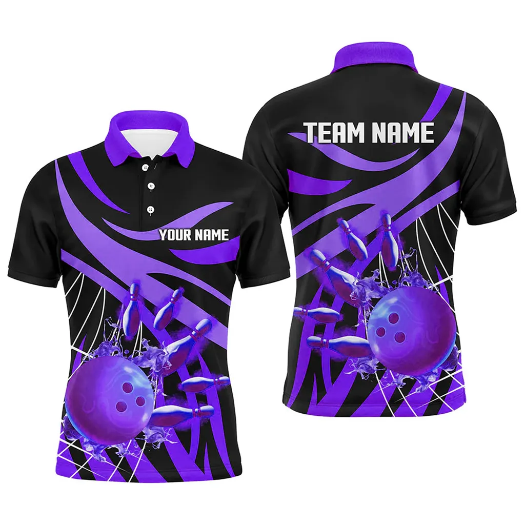 Spiderweb Bowling Ball And Pins Team League Multicolor Option 3D Polo Shirt, Idea Gift for Bowling Lovers