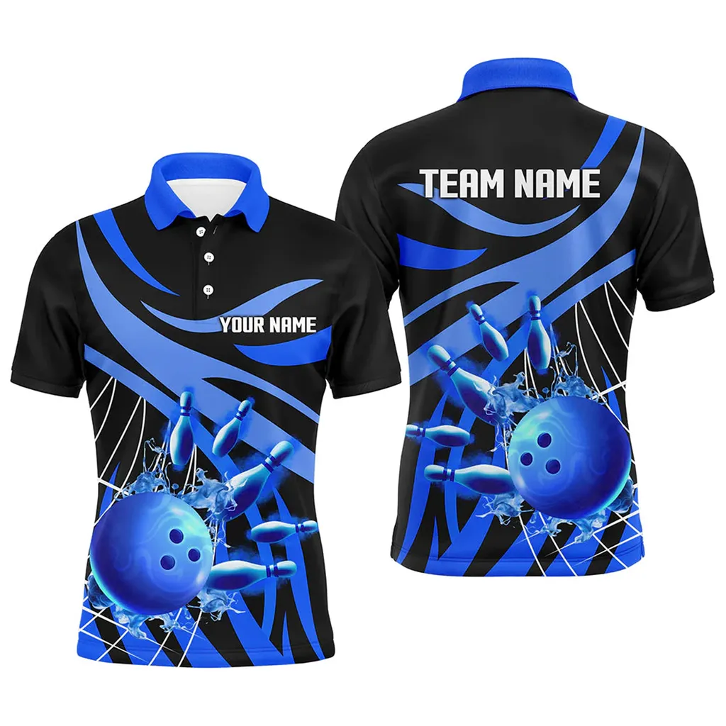 Spiderweb Bowling Ball And Pins Team League Multicolor Option 3D Polo Shirt, Idea Gift for Bowling Lovers