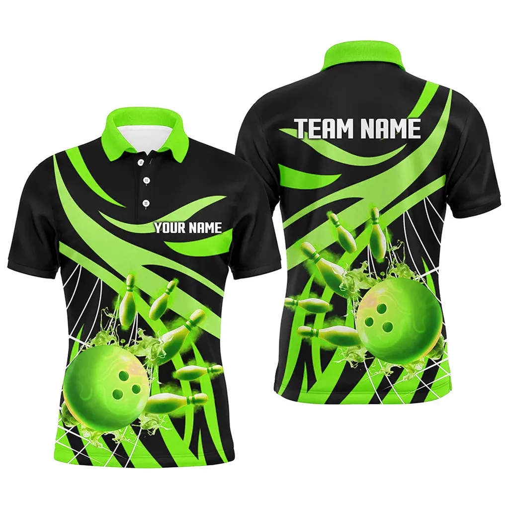 Spiderweb Bowling Ball And Pins Team League Multicolor Option 3D Polo Shirt, Idea Gift for Bowling Lovers