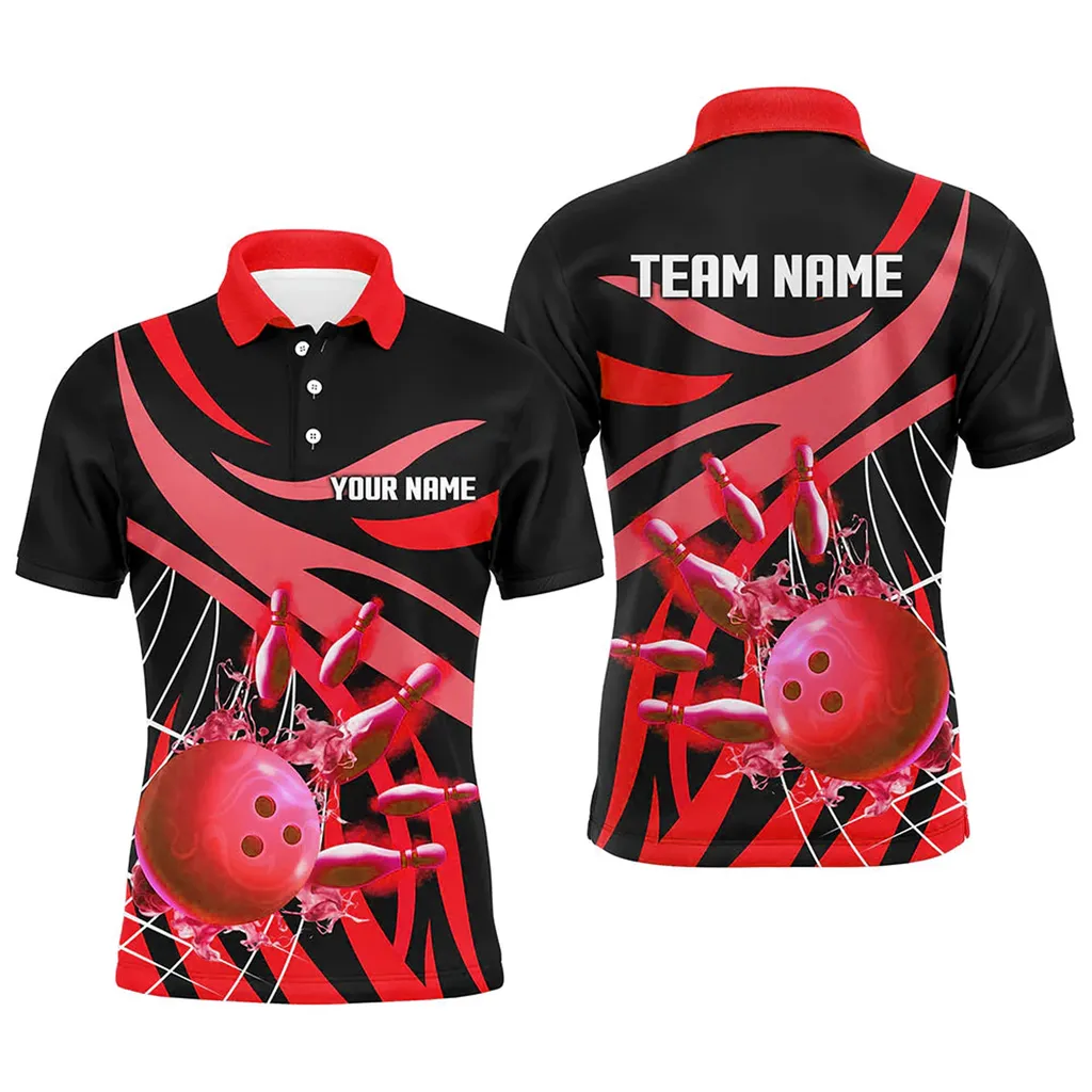 Spiderweb Bowling Ball And Pins Team League Multicolor Option 3D Polo Shirt, Idea Gift for Bowling Lovers